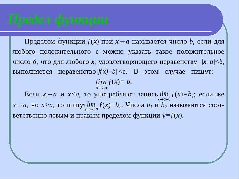 Функции предел функции презентация