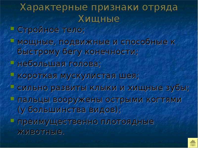 Отметьте характерные. Характерные признаки отрядов. Признаки отряда Хищные. Характерные признаки хищников. Характеристика отряда Хищные.