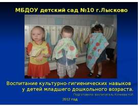 Воспитание культурно-гигиенических навыков у детей младшего дошкольного возраста