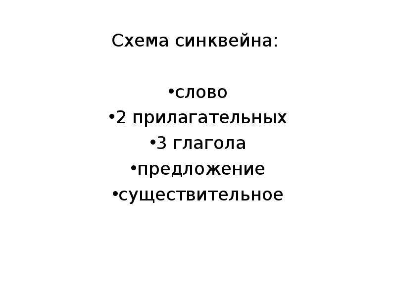 Синквейн схема составления