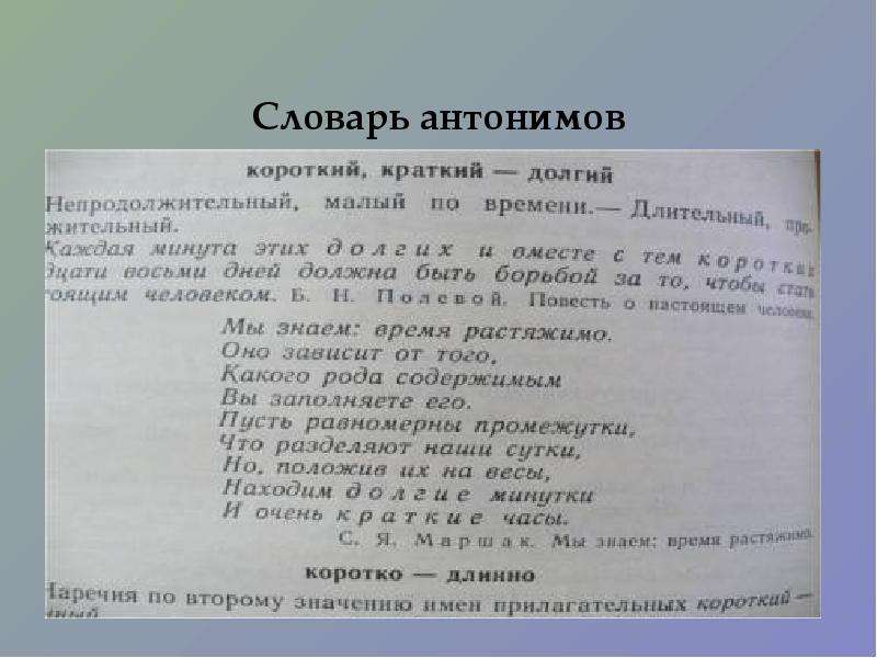 Проект по русскому языку словарь антонимов