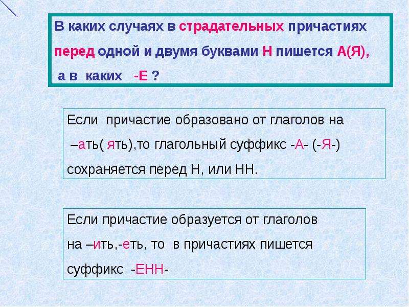 Перед нн пишется. В каких случаях в страдательных причастиях. В каких случаях в страдательных причастиях перед одной. Что пишется перед н в причастиях. Страдательное е Причастие.