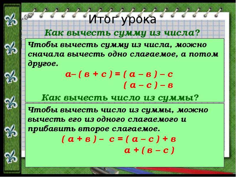 Вычитание числа из суммы 1 класс пнш презентация