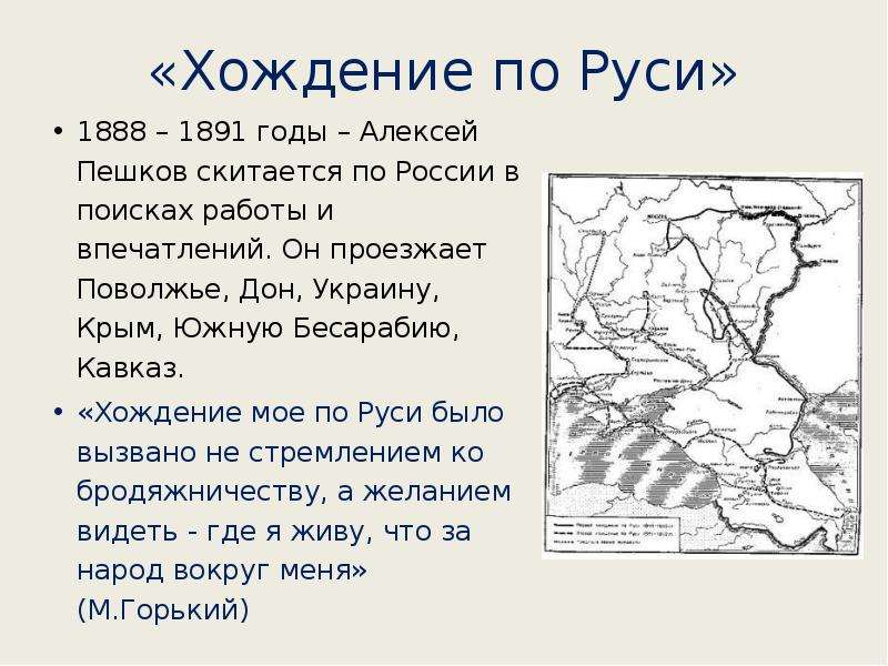 Карта хождение горького по руси