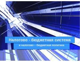 Налогово - бюджетная система и налогово – бюджетная политика