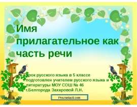 Имя прилагательное как часть речи