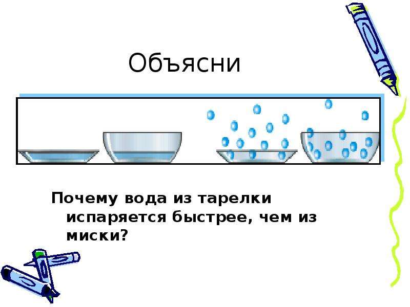 Какая вода испаряется быстрее. Почему вода быстро испаряется. Почему вода испаряется быстрее. Почему вода из тарелки испаряется быстрее чем из миски. Когда вода быстрее испаряется.