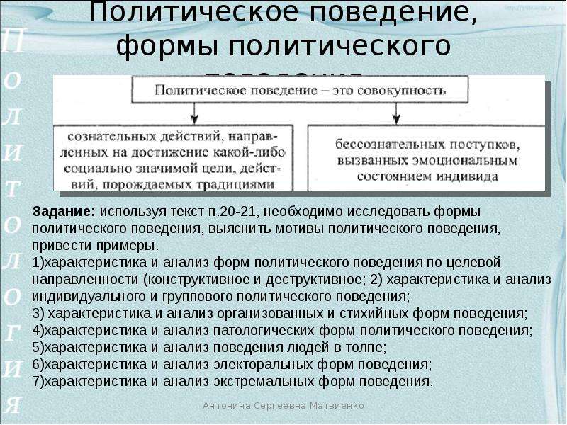 Политическое поведение план