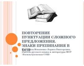 Повторение пунктуации сложного предложения. Знаки препинания в БСП