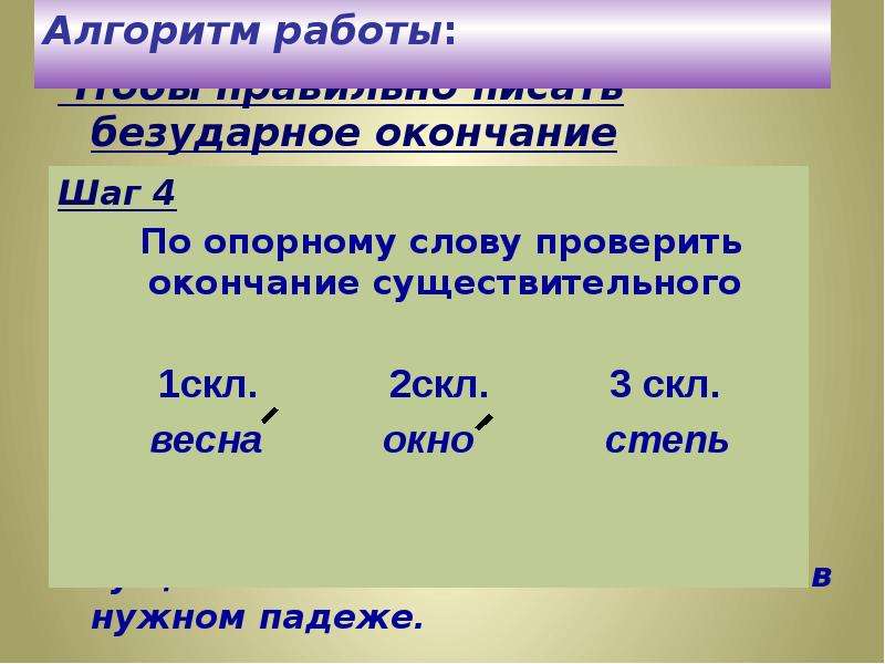 Учимся писать безударные окончания имен существительных 3 го склонения 3 класс 21 век презентация