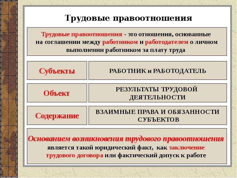 Проект трудовые правоотношения