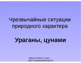 Чрезвычайные ситуации природного характера. Ураганы, цунами