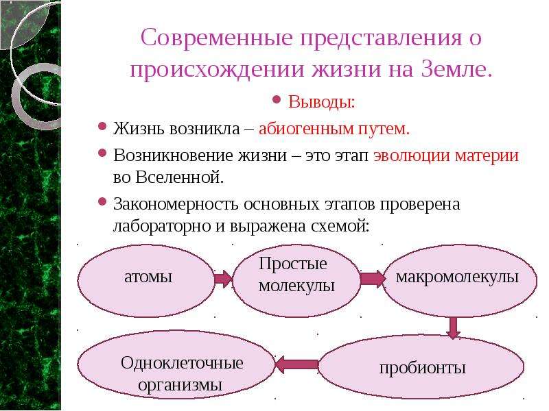 Основные этапы химической эволюции схема