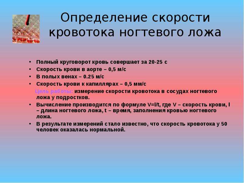 Лабораторная работа измерение скорости кровотока. Измерение скорости кровотока. Измерение скорости кровотока в сосудах ногтевого ложа. Оценка скорости кровотока. Метод определения скорости кровотока.