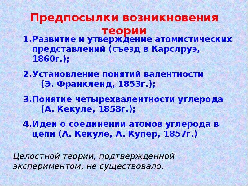 Теория строения органических соединений а м бутлерова презентация