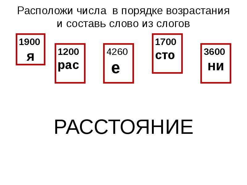 Расположите слова в порядке. Составь слова из слогов 2 класс. Скорости в порядке возрастания. Порядок возрастания расстояния.