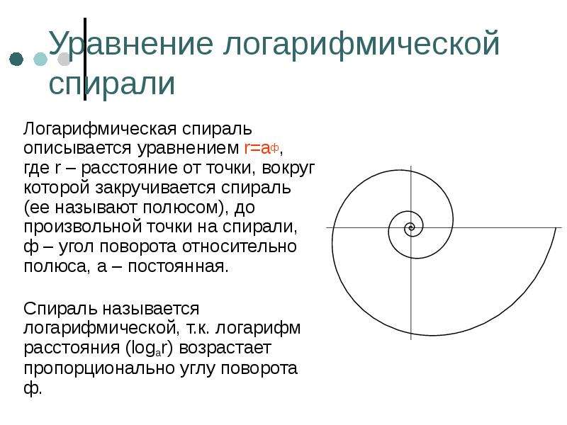 Нарисовать спираль логарифмическая