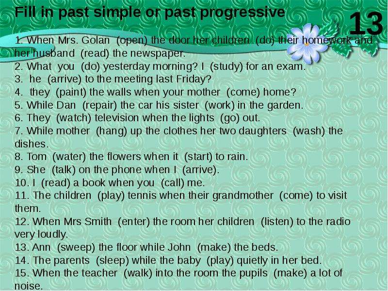 Past Progressive tense, слайд 30