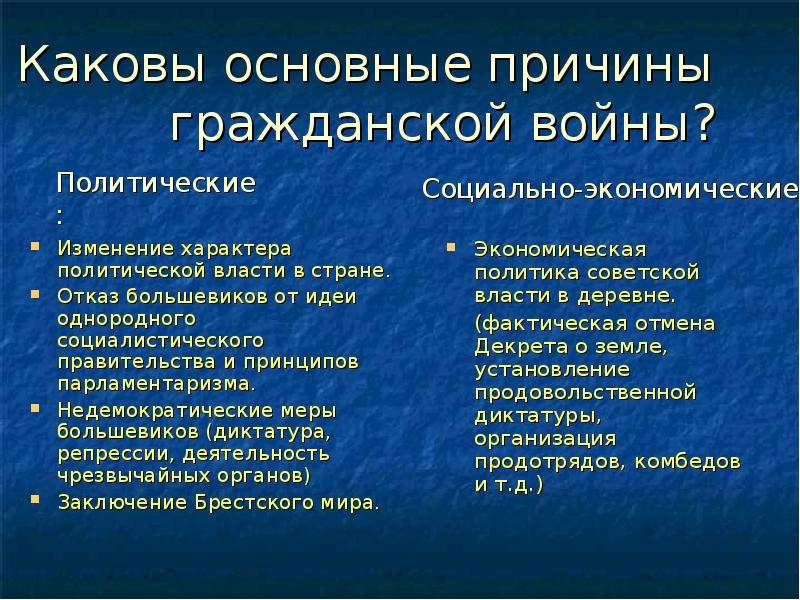 Экономические причины социальных изменений. Причины гражданской войны политические экономические социальные. Причины гражданской войны политические социальные. Политические причины гражданской войны. Экономические и политические причины гражданской войны.