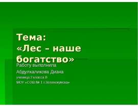 Лес – наше богатство 2 класс