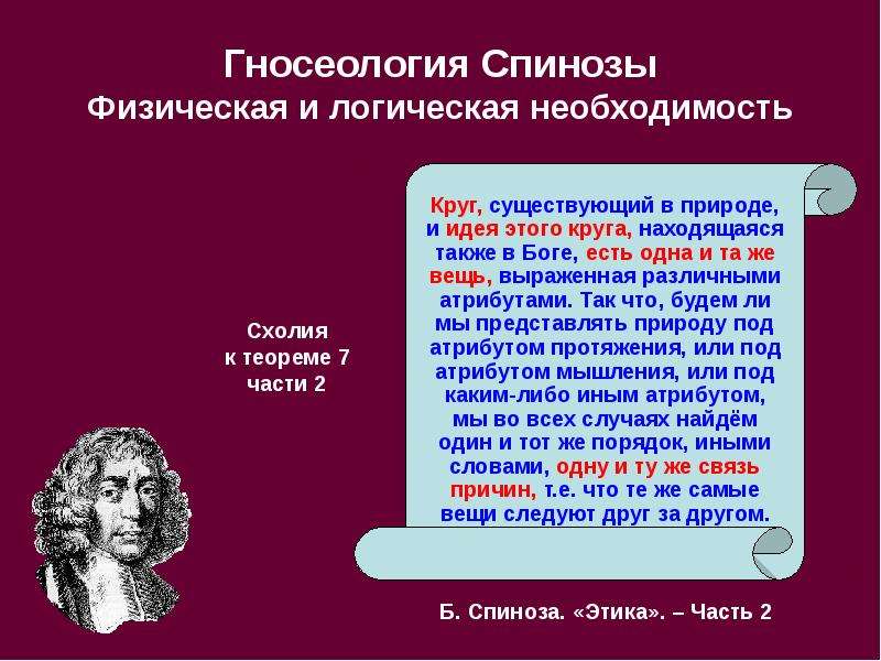 Как вы понимаете слова спинозы. Гносеологическое направление Спинозы. Декарт и Спиноза. Логическая необходимость. Теория познания Спинозы.