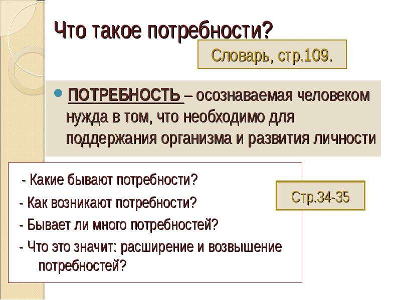 Презентация про потребности человека 6 класс