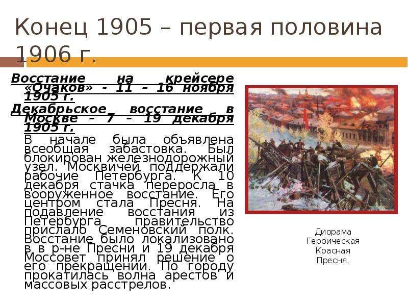 Декабрьское восстание в москве 1905 презентация