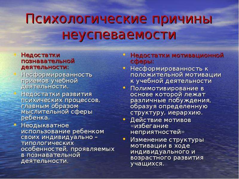 Недостатки развития. Психологические причины школьной неуспеваемости. Причины неуспеваемости в психологии. Психологические причины неуспеваемости психология. Личностные причины неуспеваемости.