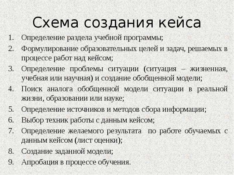 Технологическая схема создания кейса