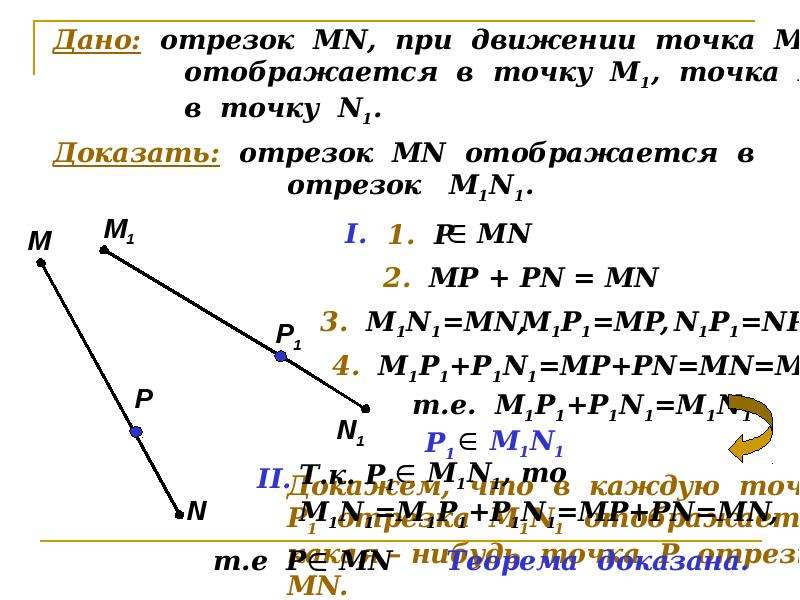 При движении отрезок отображается на отрезок. Свойства движения. При движении отрезок отображается на отрезок доказательство. Свойства движения с доказательствами.