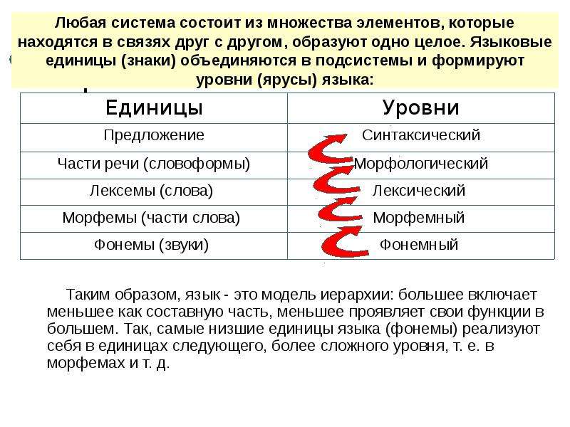 Единицы языка уровни языковой системы презентация 10 класс