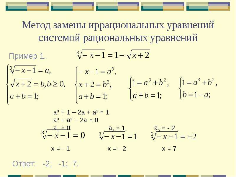 Иррациональные уравнения презентация