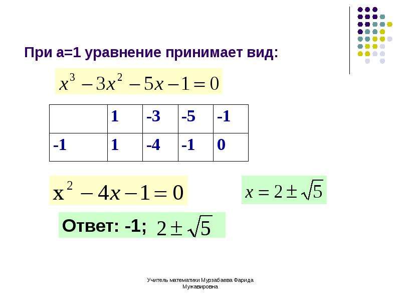 Презентация уравнение высших степеней