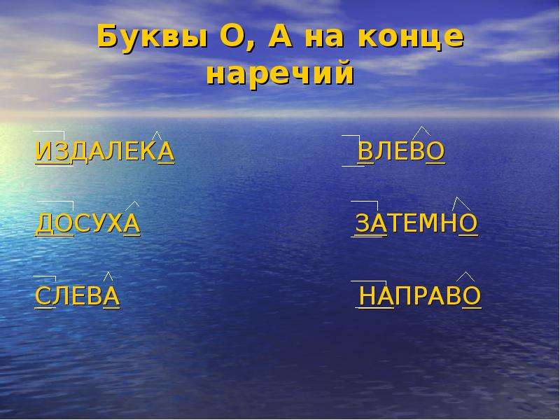 Буквы о а на конце наречий презентация 6 класс