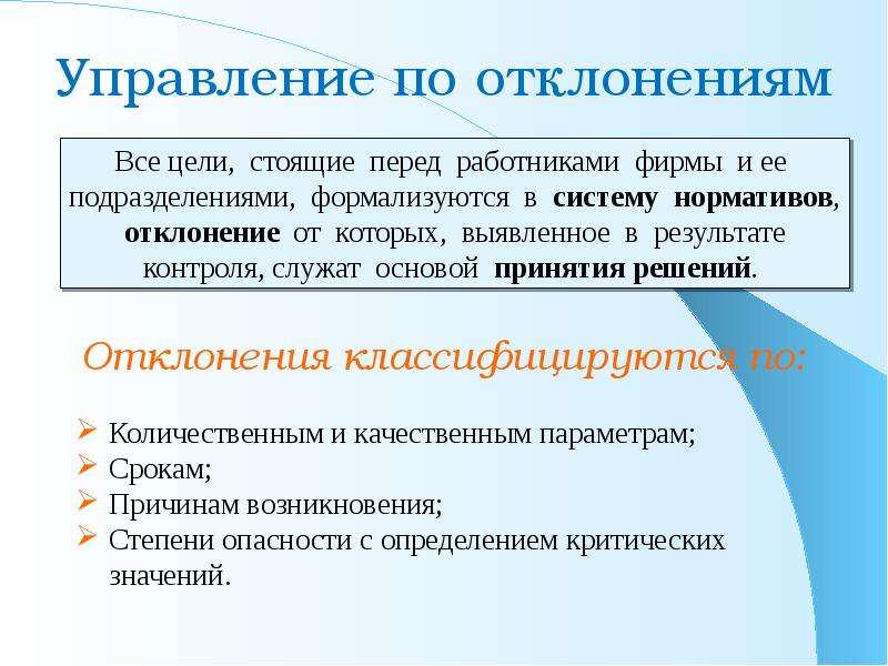 Регулируемые процессы. Управление по отклонениям. Технология управления по отклонениям. Управление затратами по отклонениям. Контроль по отклонениям это.