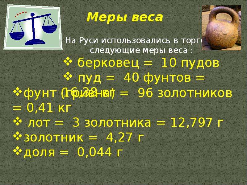 История мер массы презентация