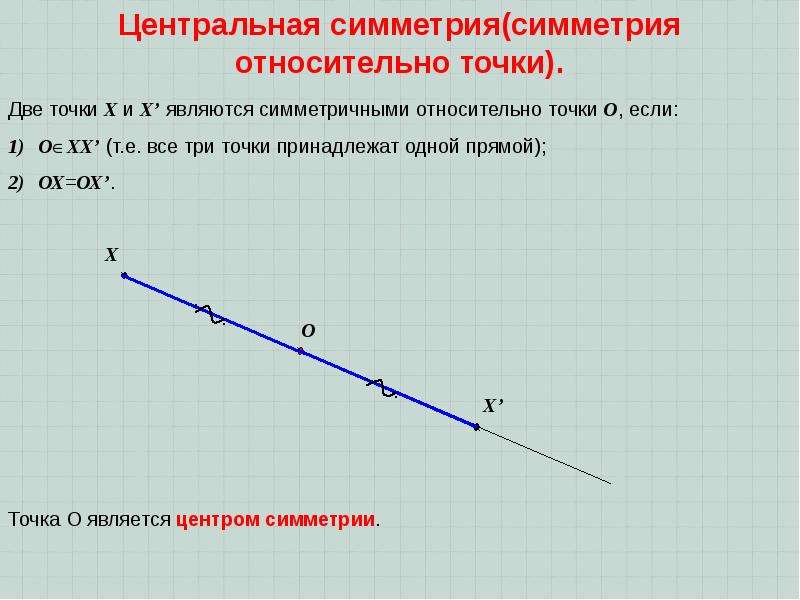 Центр симметрии прямой. Центральная симметрия прямой. Центральная симметрия на отрезке. Центральная симметрия прямой относительно точки.