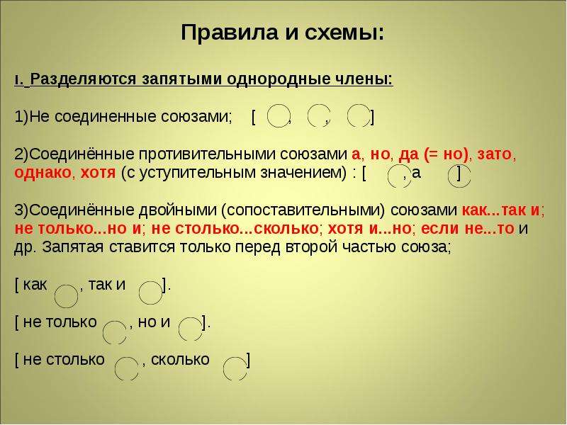 1 2 запятая 3 4 запятая. Запятые при однородных членах. Схемы запятых при однородных. Предложение с однородными членами Соединенными союзом. Союзы между однородными членами предложения.