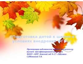 Подготовка детей к школе в условиях внедрения ФГОС