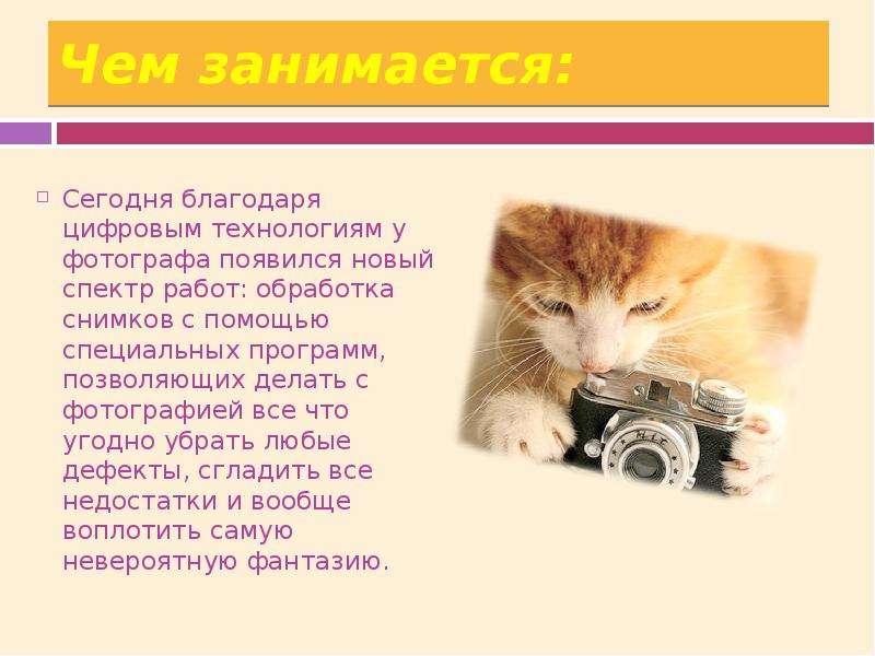 Как появилась профессия фотографа проект