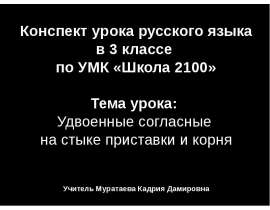 Удвоенные согласные на стыке приставки и корня