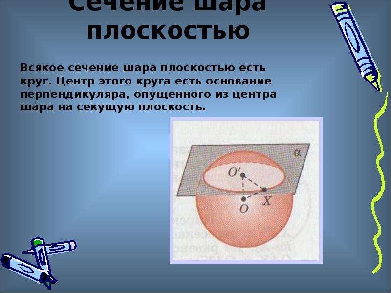 Центр сечения шара. Шар сечение шара плоскостью. Всякое сечение шара плоскостью есть круг центр этого круга есть. Всякое сечение шара плоскостью есть. Сечение шара плоскостью есть круг.