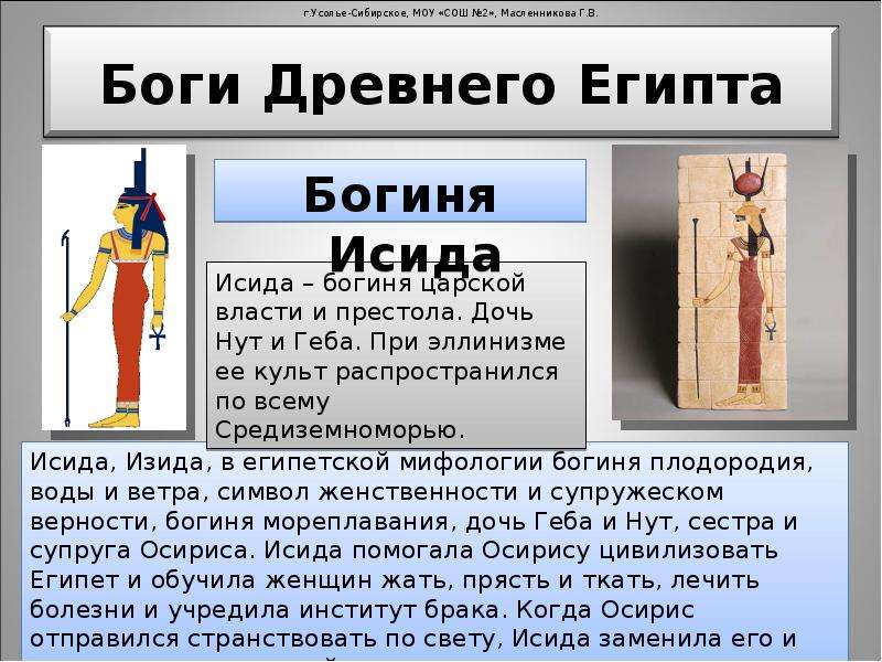 Боги древнего египта 5 класс история проект