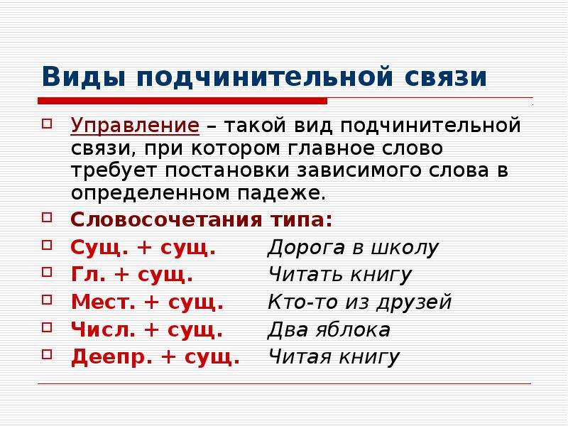 Виды подчинительной связи в словосочетании 8 класс презентация