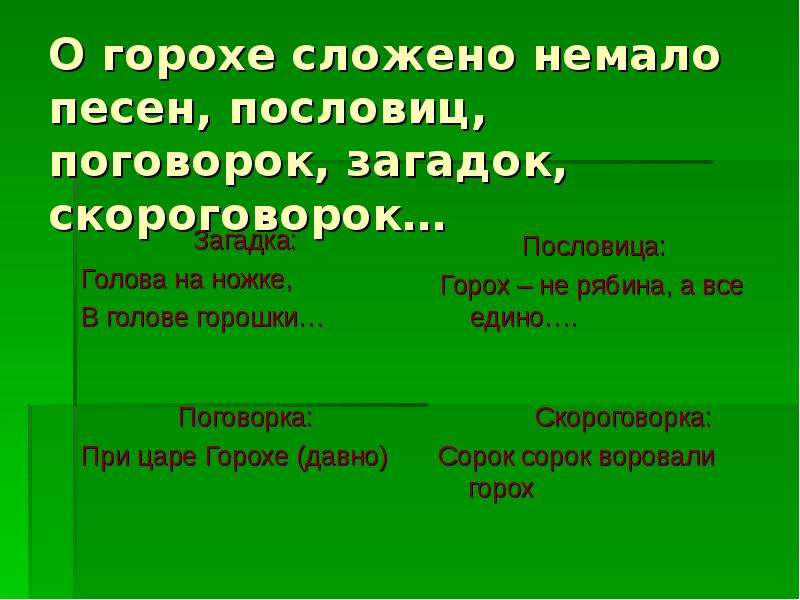 Проект про горох