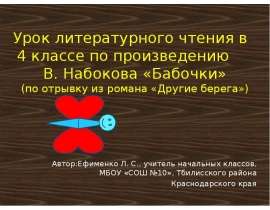Литературное чтение произведения В. Набокова "Бабочки"