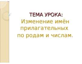 Изменение имён прилагательных по родам и числам 3 класс
