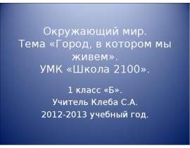 Город в котором мы живем (1 класс)