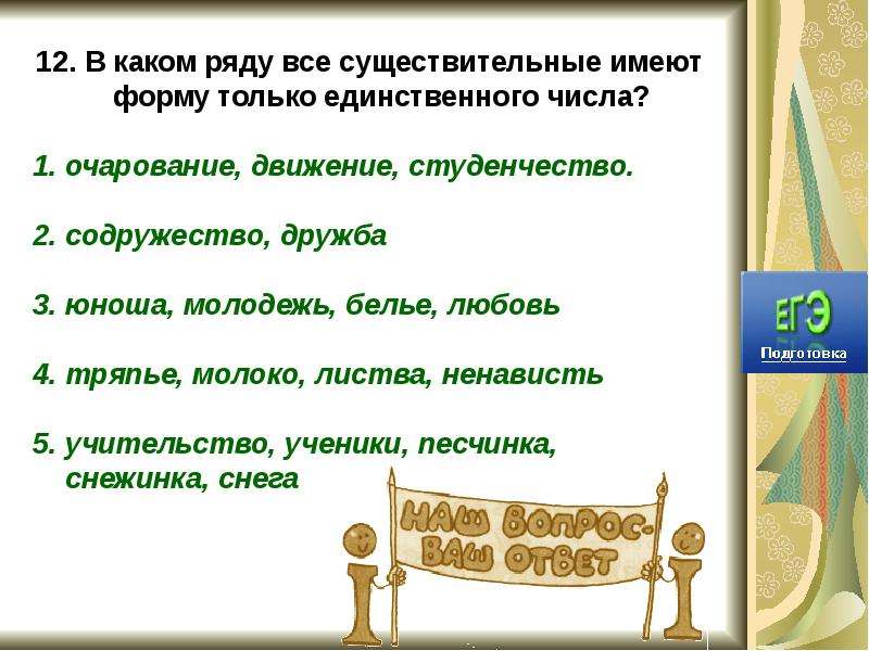 Имена существительные которые имеют форму только единственного числа 5 класс презентация