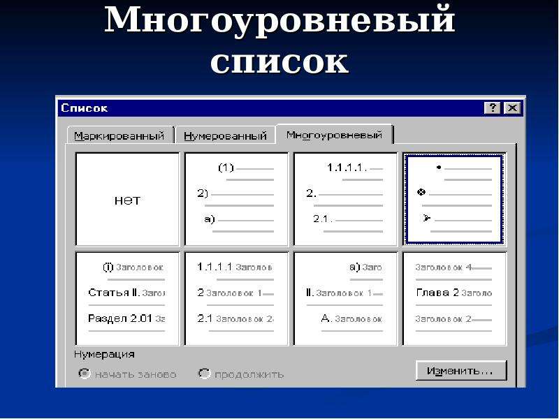 Выберите многоуровневые списки. Многоуровневый список. Многоуровневый список в Word. Готовый многоуровневый список. Многоуровневый список в Ворде.